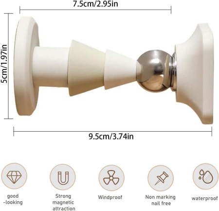 Opritor siliconic alb pentru usi, cu retinere magnetica, fara gaurire [1]