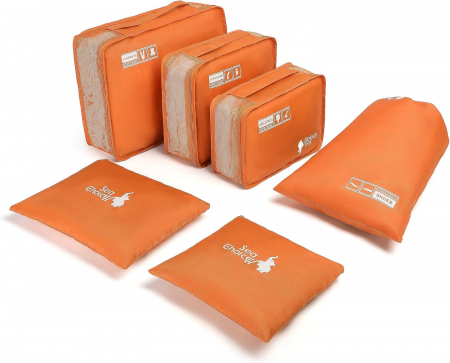 ACCESORII CASA - Organizatoare spatiu valize si bagaje-set 6 piese portocalii