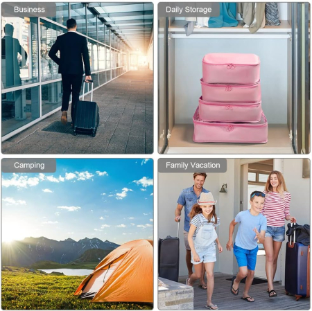 Organizatoare spatiu valize si bagaje-set 8 piese Roz [6]