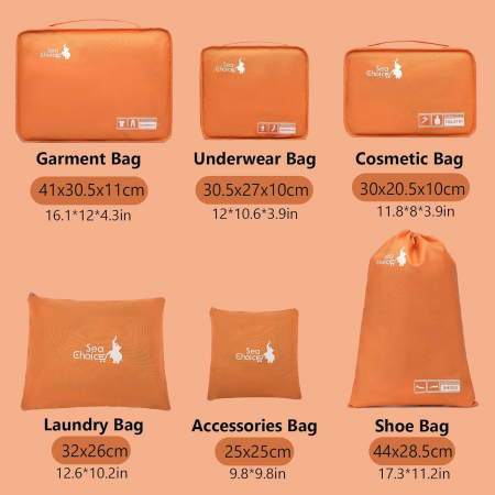 Organizatoare spatiu valize si bagaje-set 6 piese portocalii [1]