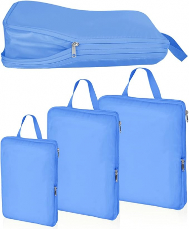Organizatoare spatiu valize si bagaje-set 4 piese albastre [6]