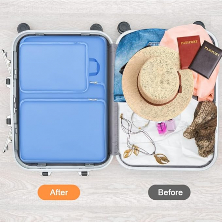 Organizatoare spatiu valize si bagaje-set 4 piese albastre [3]
