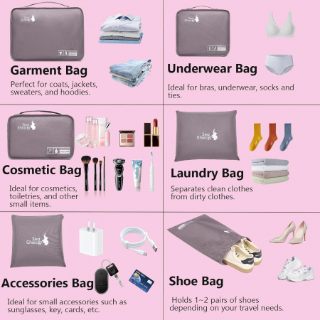 Organizatoare spatiu valize si bagaje-set 6 piese Violet [3]