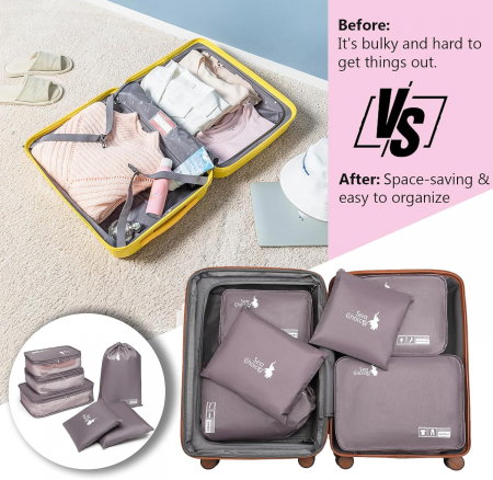 Organizatoare spatiu valize si bagaje-set 6 piese Violet [4]