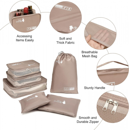 Organizatoare spatiu valize si bagaje-set 6 piese Kaki [2]