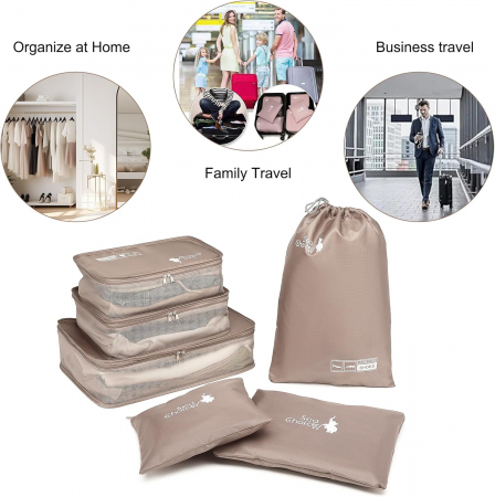 Organizatoare spatiu valize si bagaje-set 6 piese Kaki [6]