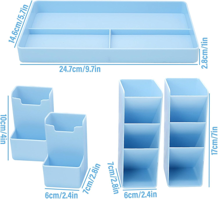 Organizator albastru de birou din PVC intarit din 5 piese [1]