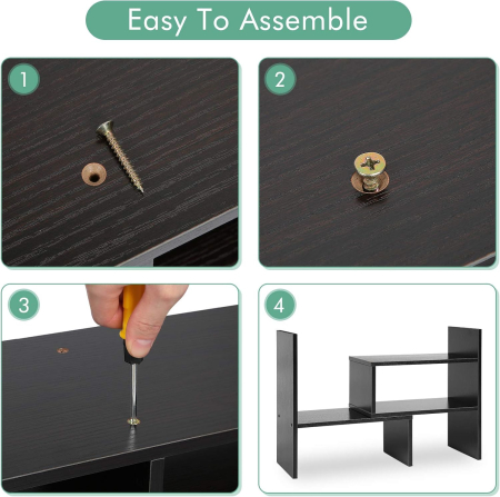 Organizator negru de birou din lemn, design geometric 85x17x46 cm [7]