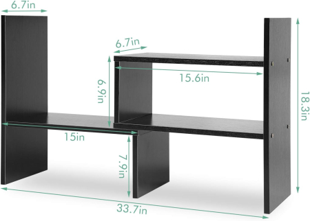 Organizator negru de birou din lemn, design geometric 85x17x46 cm [8]