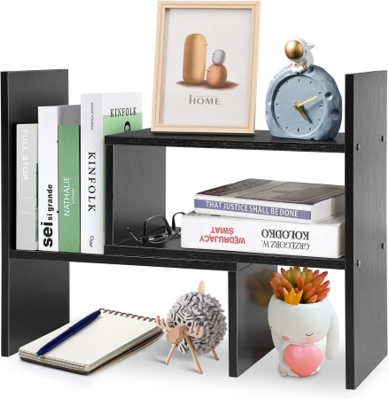 suporti depozitare - Organizator negru de birou din lemn, design geometric 85x17x46 cm