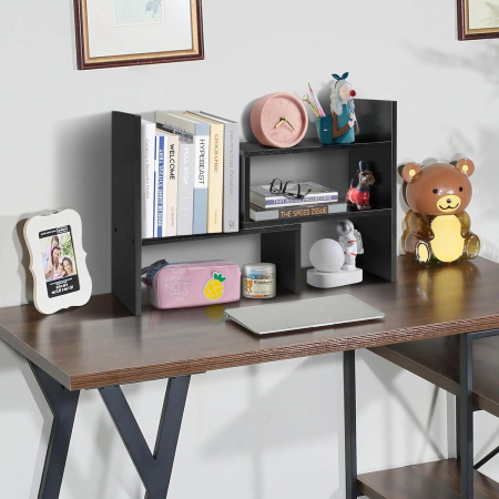 Organizator negru de birou din lemn, design geometric 85x17x46 cm [1]