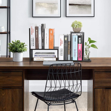 Organizator negru de birou din lemn, design geometric 85x17x46 cm [2]