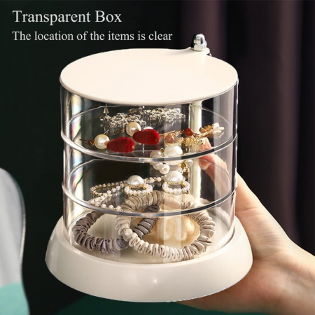 Organizator cosmetice, bijuterii, accesorii, 3 straturi,rotire 360gr, din plastic [4]