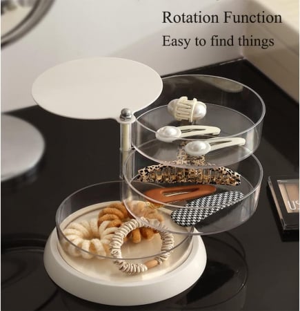 Organizator cosmetice, bijuterii, accesorii, 3 straturi,rotire 360gr, din plastic [5]