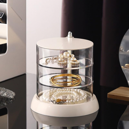 DEPOZITARE - Organizator cosmetice, bijuterii, accesorii, 3 straturi,rotire 360gr, din plastic