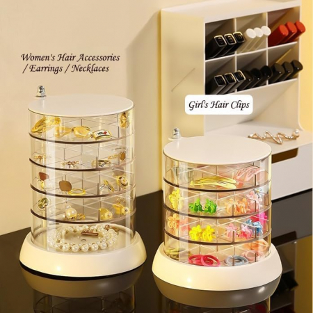 Organizator cosmetice, bijuterii, accesorii, 4 straturi,rotire 360gr, din plastic [3]