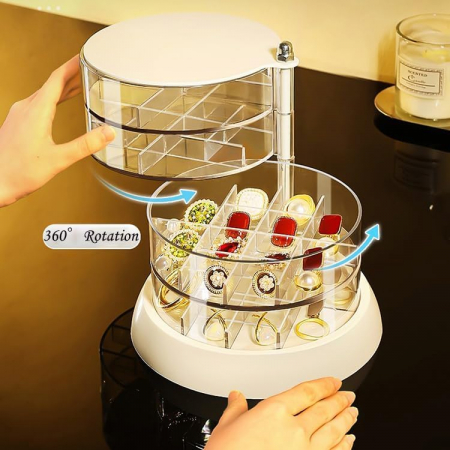 Organizator cosmetice, bijuterii, accesorii, 4 straturi,rotire 360gr, din plastic [2]
