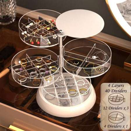 Organizator cosmetice, bijuterii, accesorii, 4 straturi,rotire 360gr, din plastic [1]