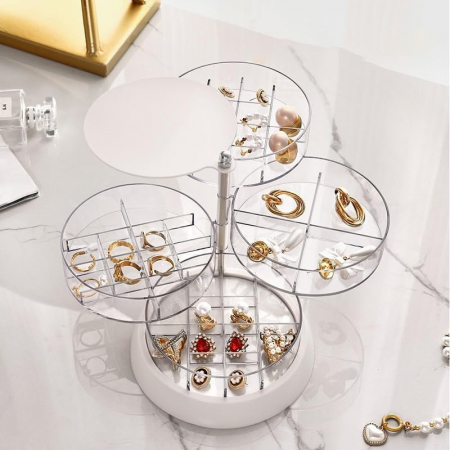 Organizator cosmetice, bijuterii, accesorii, 4 straturi,rotire 360gr, din plastic [4]