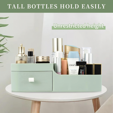 Organizator cosmetice, bijuterii, accesorii, cu sertar si 6 compartimente Verde [2]