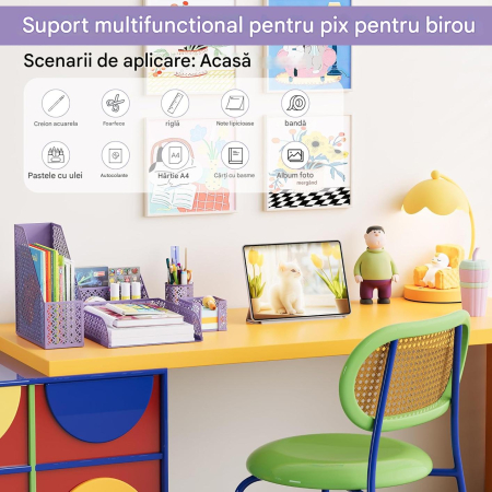 Organizator de birou dinplasa metal mov, 5 piese individuale [3]