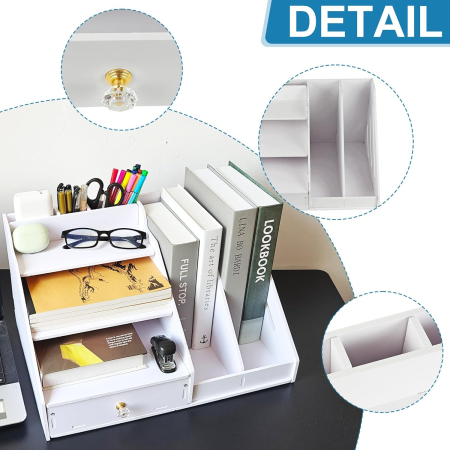 Organizator alb de birou din PVC intarit 41x24x28 cm [2]