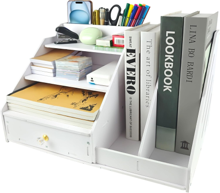 suporti depozitare - Organizator alb de birou din PVC intarit 41x24x28 cm