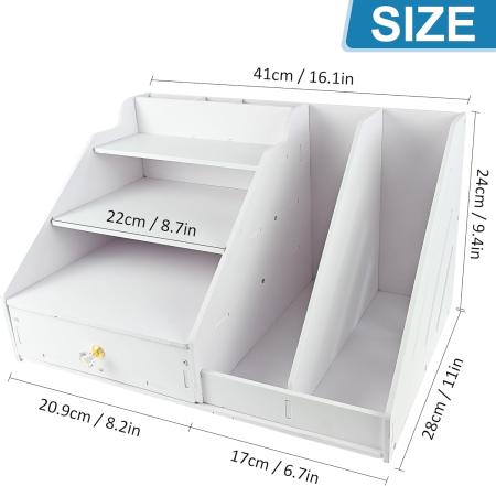 Organizator alb de birou din PVC intarit 41x24x28 cm [1]