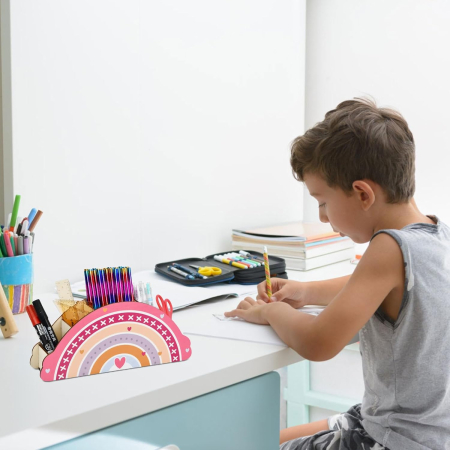 Organizatoare de birou din lemn cu 5 compartimente, set 2 bucati [6]