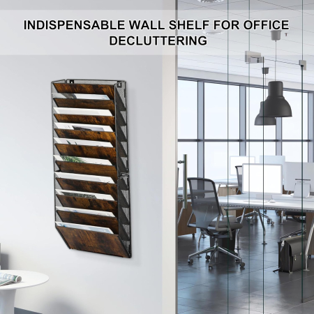 Organizator de birou din metal cu plasa, montat pe perete, 10 buzunare 33x18x82,4cm [2]