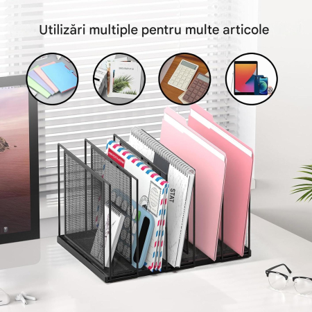 Organizator de birou din metal cu plasa, montat pe perete, 11 buzunare 30x10.5x70 cm - Copie [2]