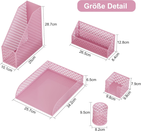 Organizator de birou dinplasa metal Roz, 5 piese individuale [1]