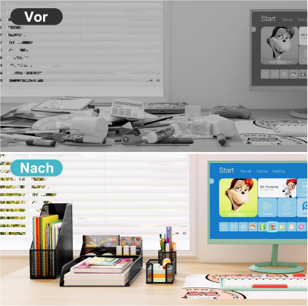 Organizator de birou dinplasa metal Negru, 5 piese individuale [2]