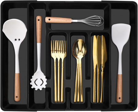 BUCATARIE - Organizator negru pentru sertar tacamuri 36.57x26.92x4.57 cm