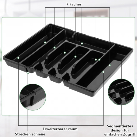 Organizator negru pentru sertar tacamuri 36.57x26.92x4.57 cm [2]