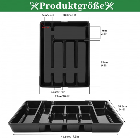 Organizator negru pentru sertar tacamuri 36.57x26.92x4.57 cm [1]