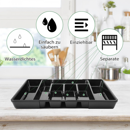 Organizator negru pentru sertar tacamuri 36.57x26.92x4.57 cm [5]