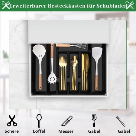 Organizator negru pentru sertar tacamuri 36.57x26.92x4.57 cm [3]