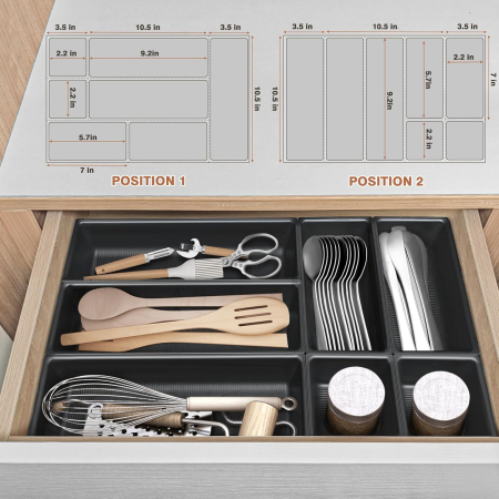Organizator negru pentru sertar tacamuri  cu 7 compartimente [4]