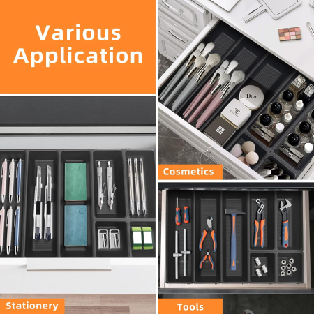 Organizator negru pentru sertar tacamuri  cu 7 compartimente [3]