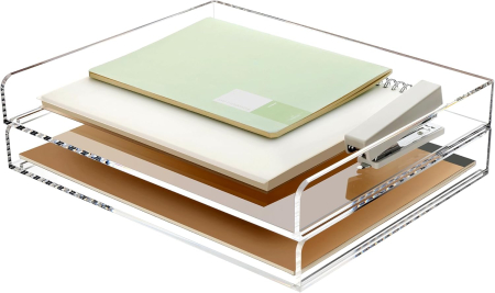 DEPOZITARE - Organizator transparent de birou din acril cu 2 niveluri