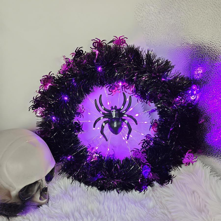 Ornament tip coroana de agatat cu paianjen si LED-uri [4]