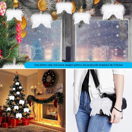 Set ornamente albe pentru deecoratiuni sarbatori, 10 aripi de ingeri [6]