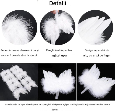 Set ornamente albe pentru deecoratiuni sarbatori, 10 aripi de ingeri [5]