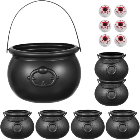 jucarii interactive - Set 7 cazane negre de vrajitoare cu 6 ochi