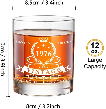 Pahar decolectie pentru  whisky inscriptionat 1974 in cutie de lemn pentru cadou [1]