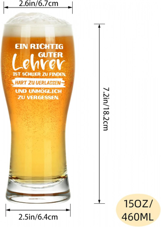 Pahar din sticla transparenta pentru bere, capacitate 460 ml [6]