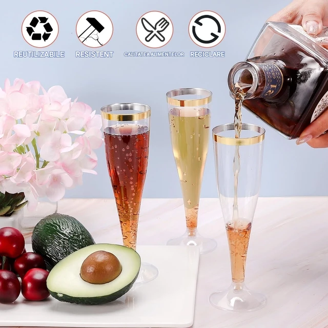 Pahare de sampanie din plastic, set 30 bucati de 133 ml [3]