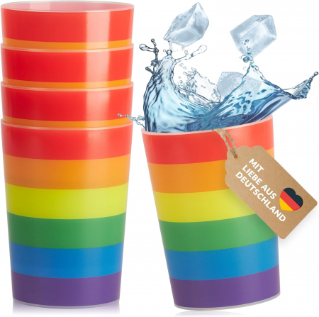 pahare - Pahare din plastic colorate, pentru fiecare petrecere, set 8 bucati