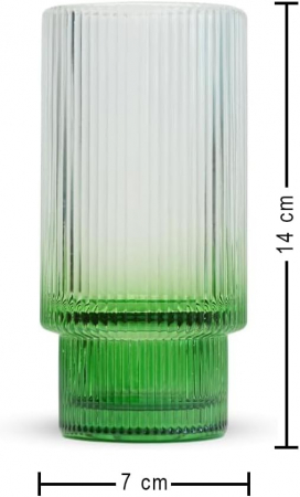 Pahare din sticla colorata 4, pentru racoritoare, cu 4 paie si perie de curatat-set [2]